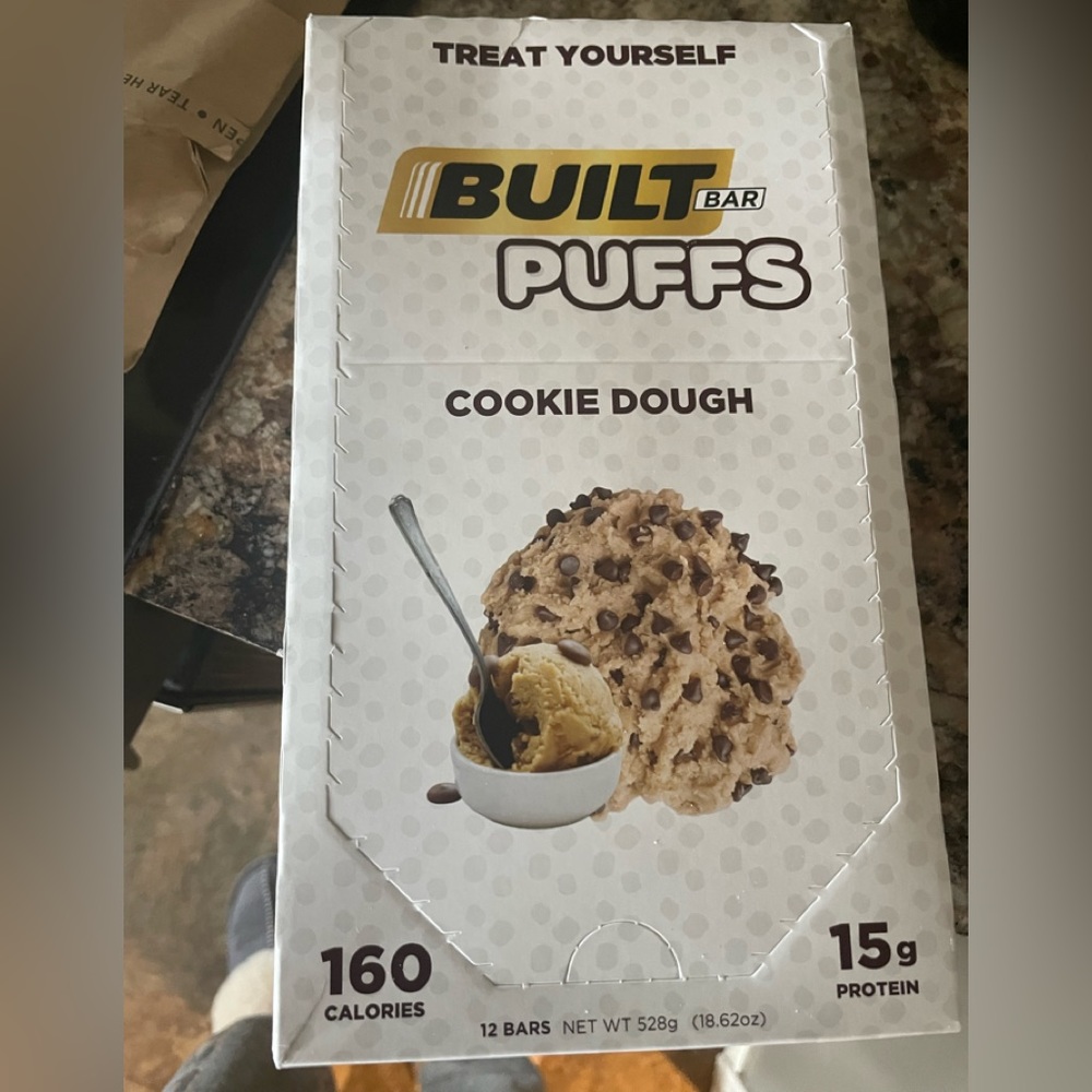 New box of built bar cookie dough puffs